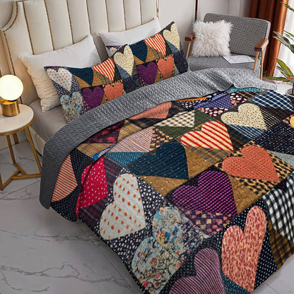 Shineful All Season Quilt 3-Piece Set Breathtaking Heart