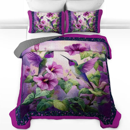 Shineful All Season Quilt 3-Piece Set Enchanting Hummingbird