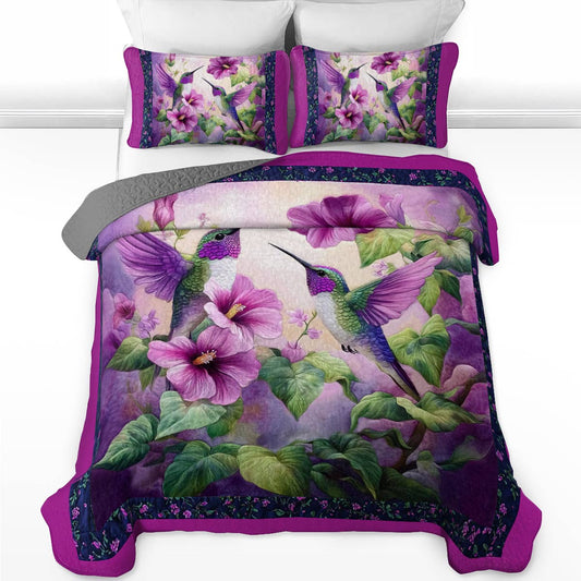 Shineful All Season Quilt 3-Piece Set Enchanting Hummingbird