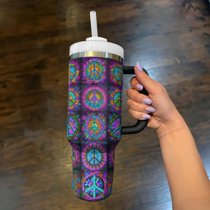 Hippie 40 Oz Shineful™ Tumbler Peace Signs Tl10 Black 40Oz