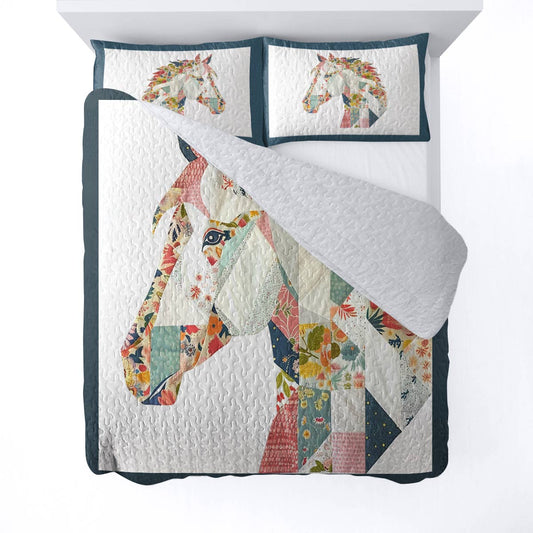 Shineful All Season Quilt 3-teiliges Set Charming Floral Horse