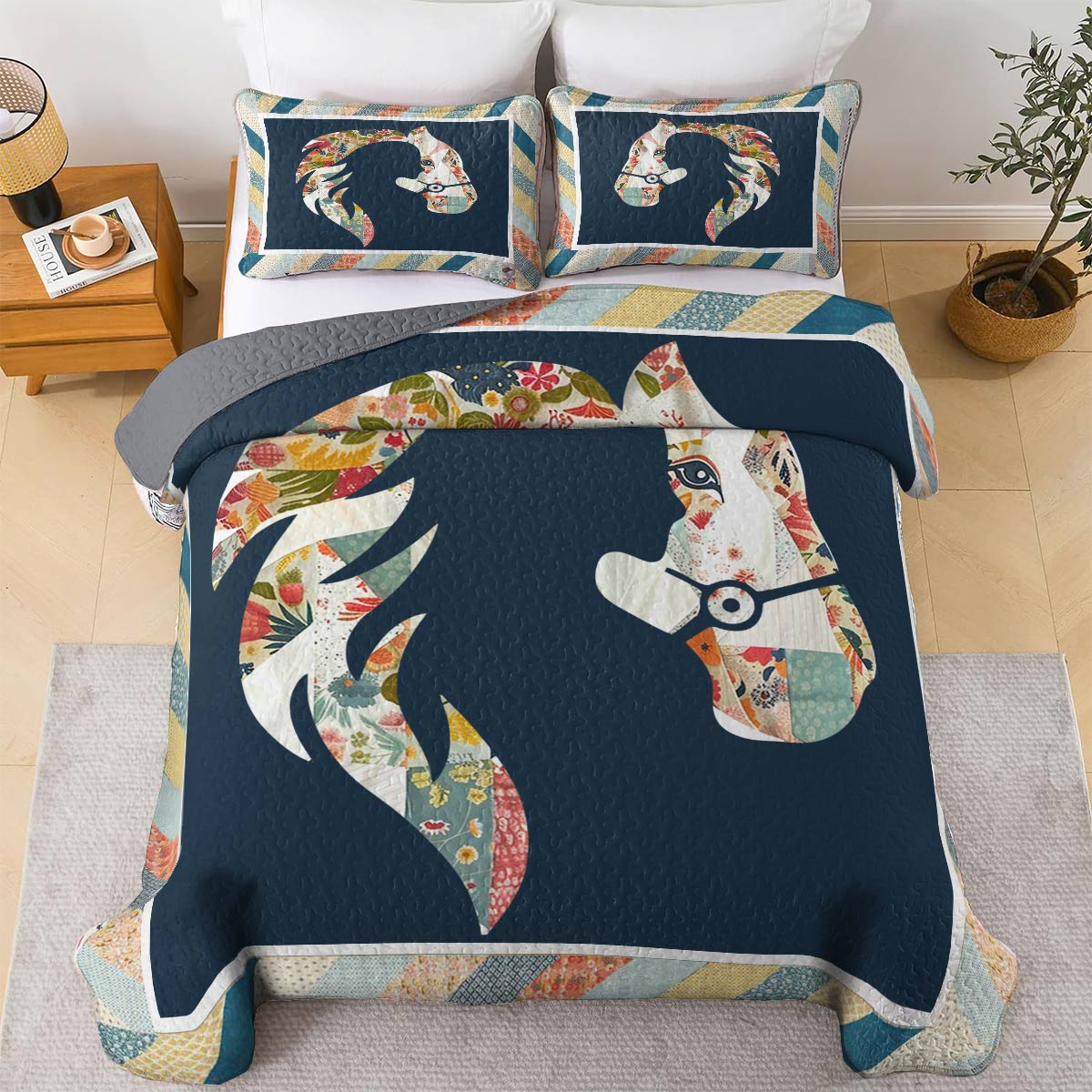 Shineful All Season Quilt 3-Piece Set Horse My Soul