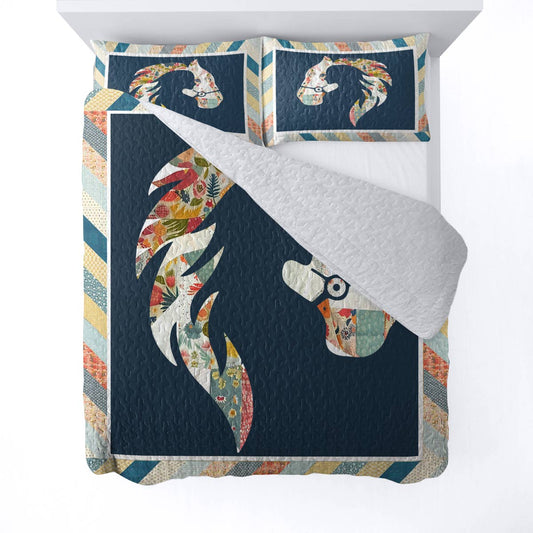 Shineful All Season Quilt 3-Piece Set Horse My Soul