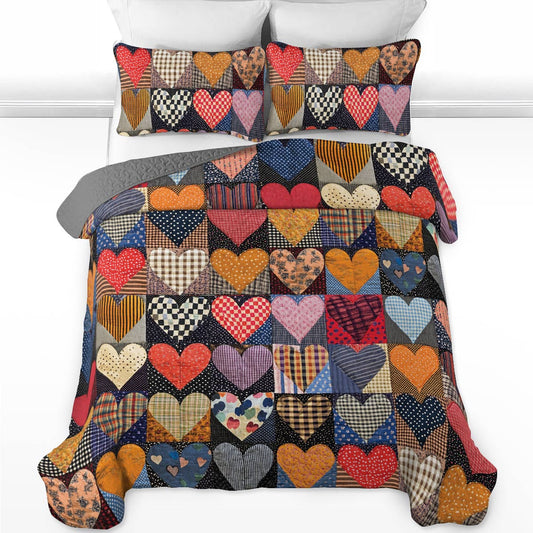 Shineful All Season Quilt 3-Piece Set Cushy Heart