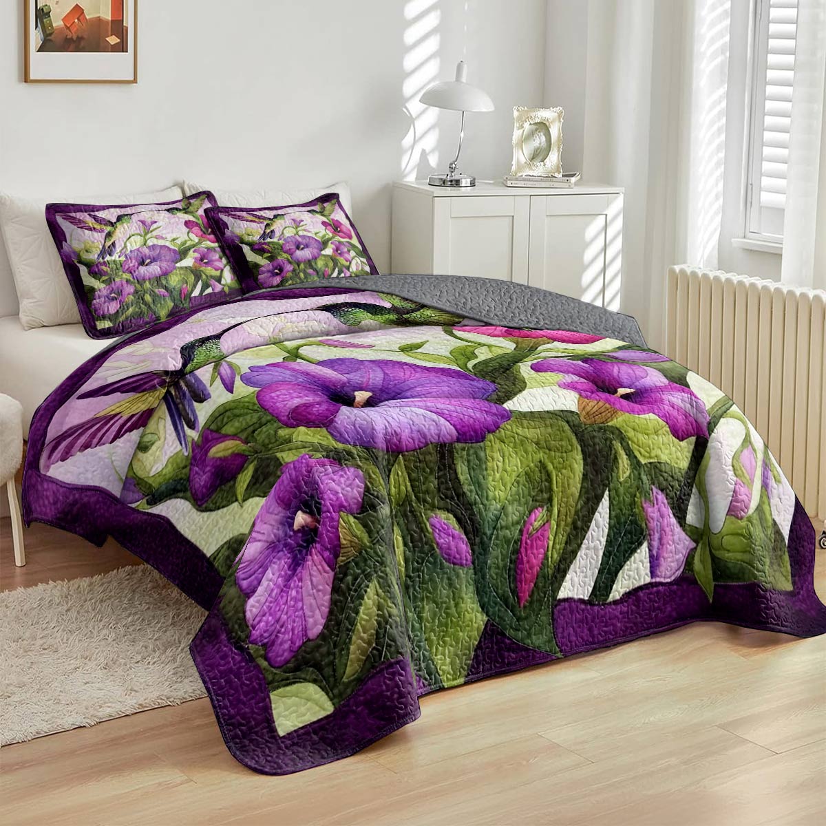 Shineful All Season Quilt 3-Piece Set Magnificent Hummingbird