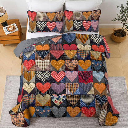 Shineful All Season Quilt 3-Piece Set Cushy Heart