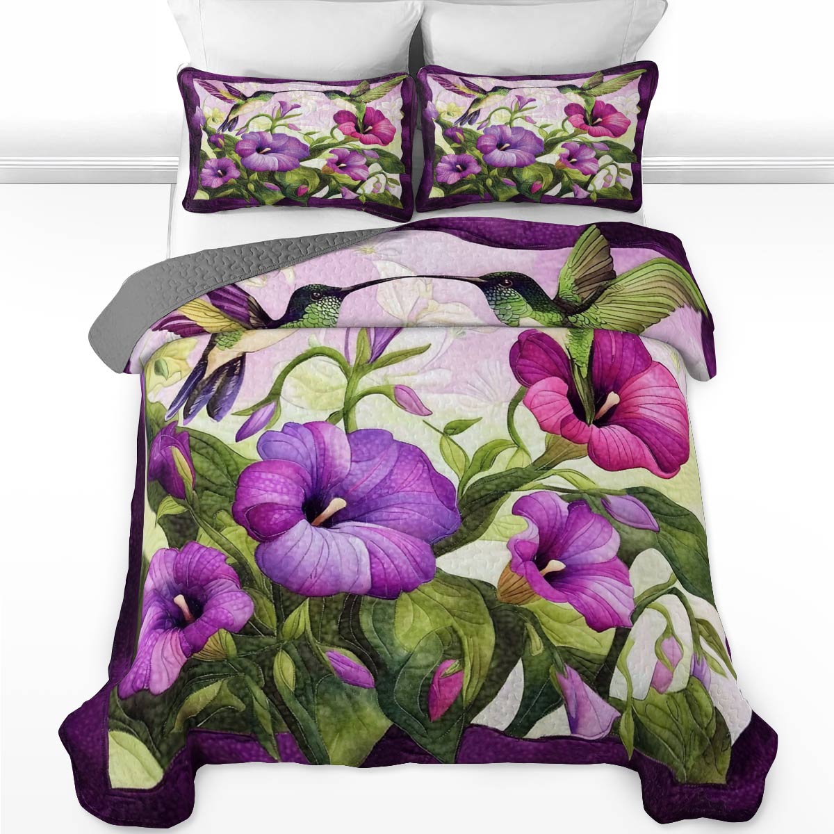 Shineful All Season Quilt 3-Piece Set Magnificent Hummingbird