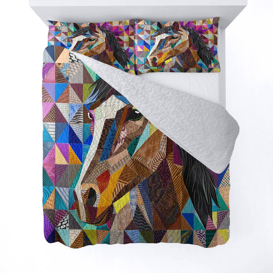 Shineful All Season Quilt 3-Piece Set Horse Colorful