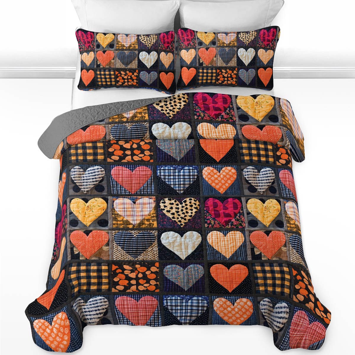 Shineful All Season Quilt 3-Piece Set Homely Heart