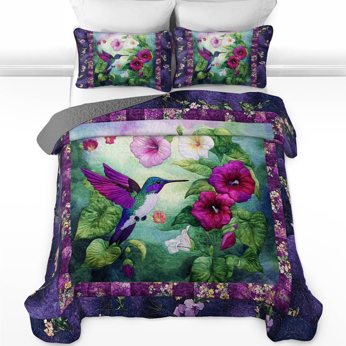 Shineful All Season Quilt 3-Piece Set Radiant Hummingbird Lovely