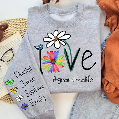 Shineful Sweatshirts 2D Print Personalized Love Grandma Life Flower Sweatshirt