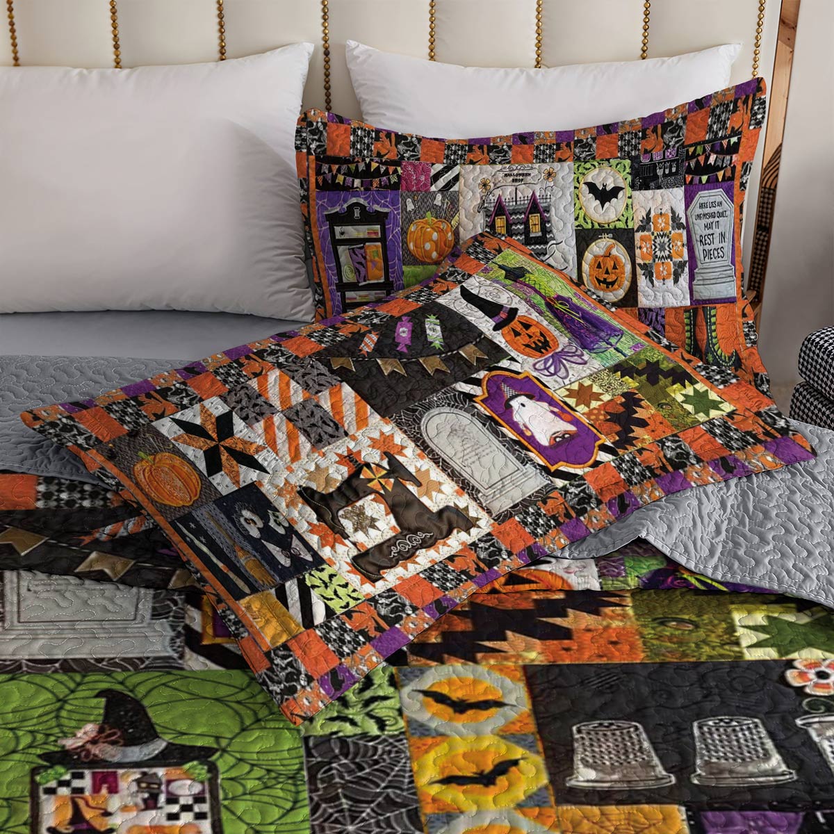 Shineful All Season Quilt 3-Piece Set Halloween Stitch