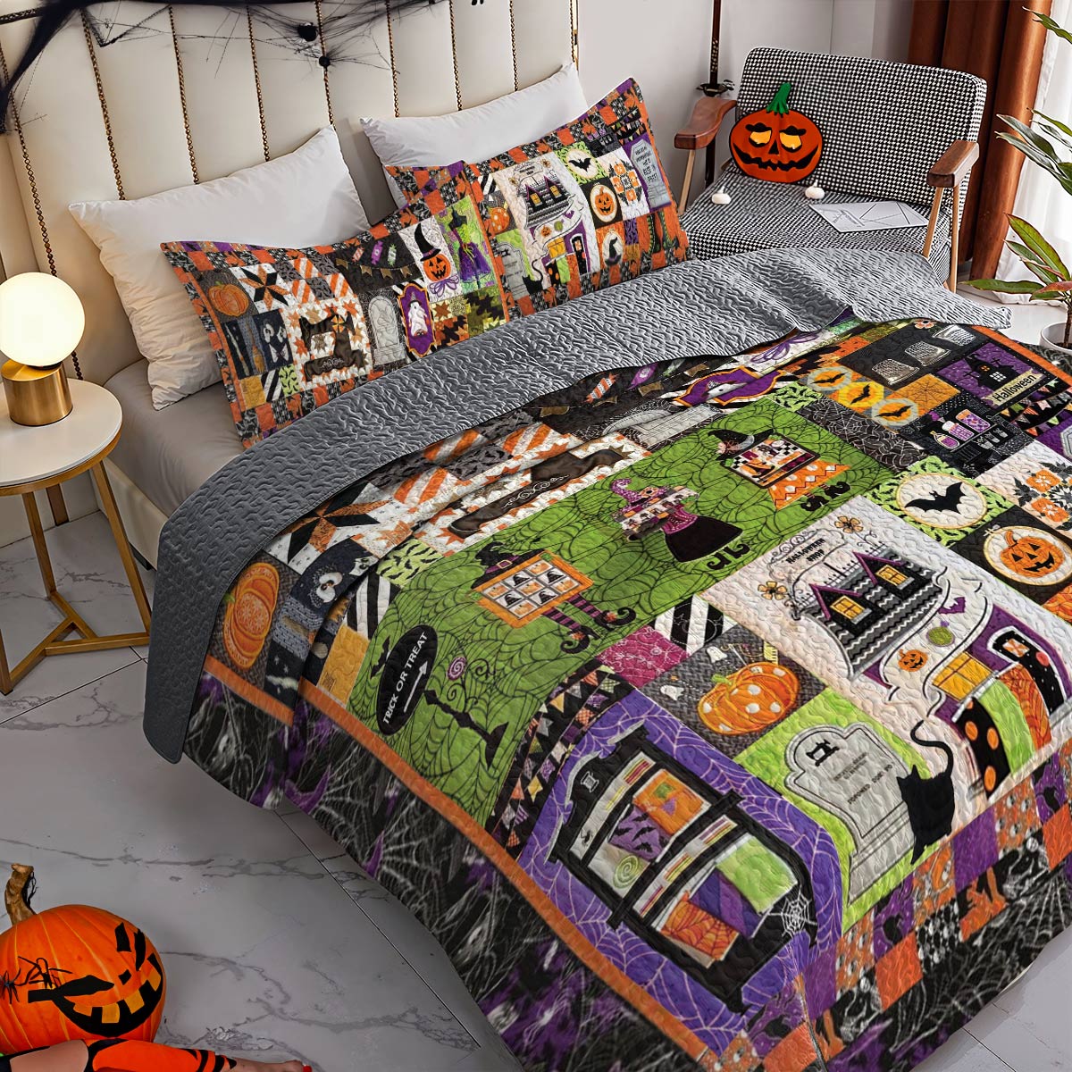 Shineful All Season Quilt 3-Piece Set Halloween Stitch