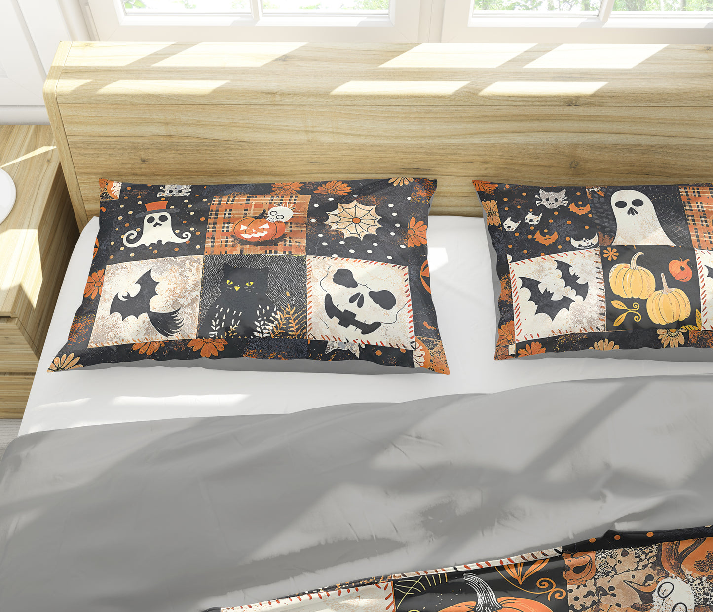 Shineful 3 Pieces Duvet Cover Set Spooky Patchwork