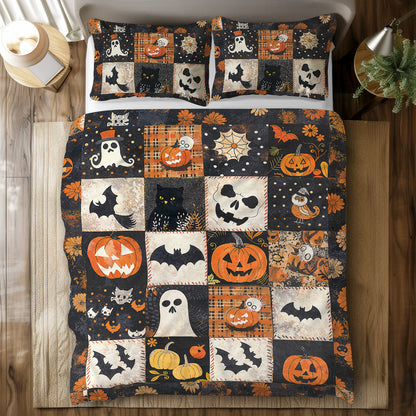 Shineful 3 Pieces Duvet Cover Set Spooky Patchwork