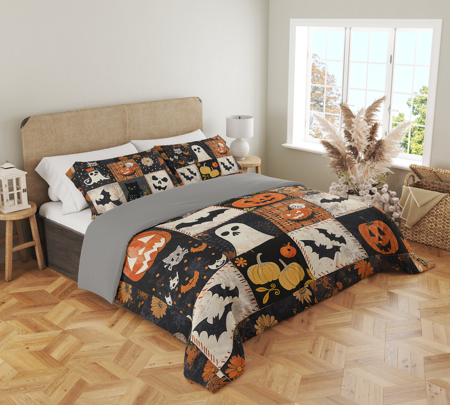 Shineful 3 Pieces Duvet Cover Set Spooky Patchwork