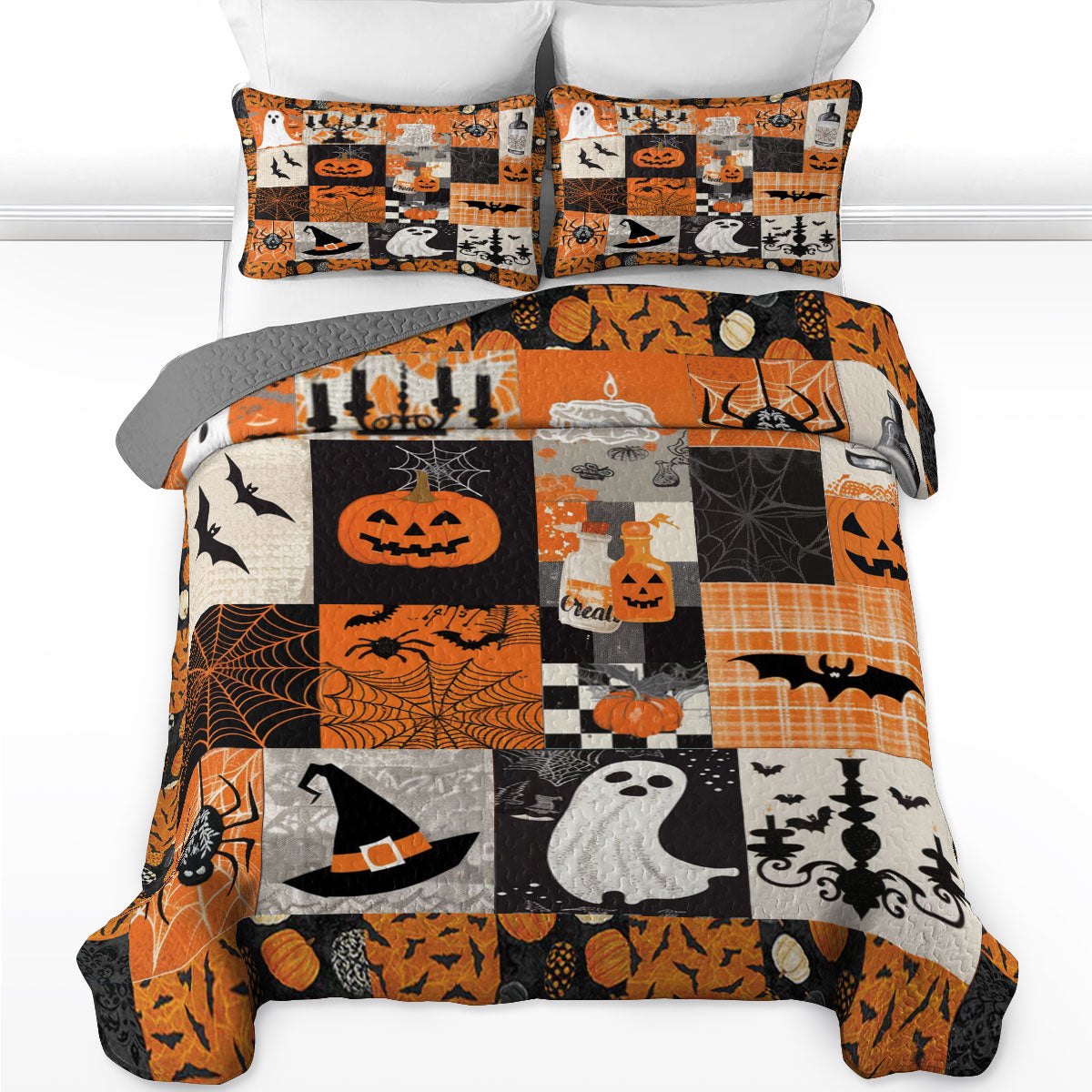 Shineful All Season Quilt 3-Piece Set Spooky Patchwork