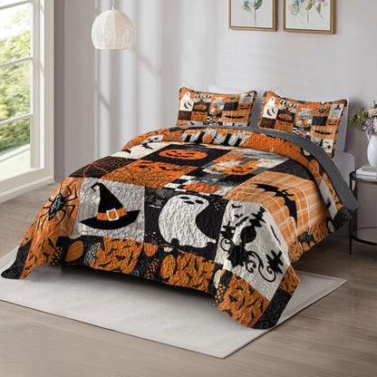 Shineful All Season Quilt 3-Piece Set Spooky Patchwork