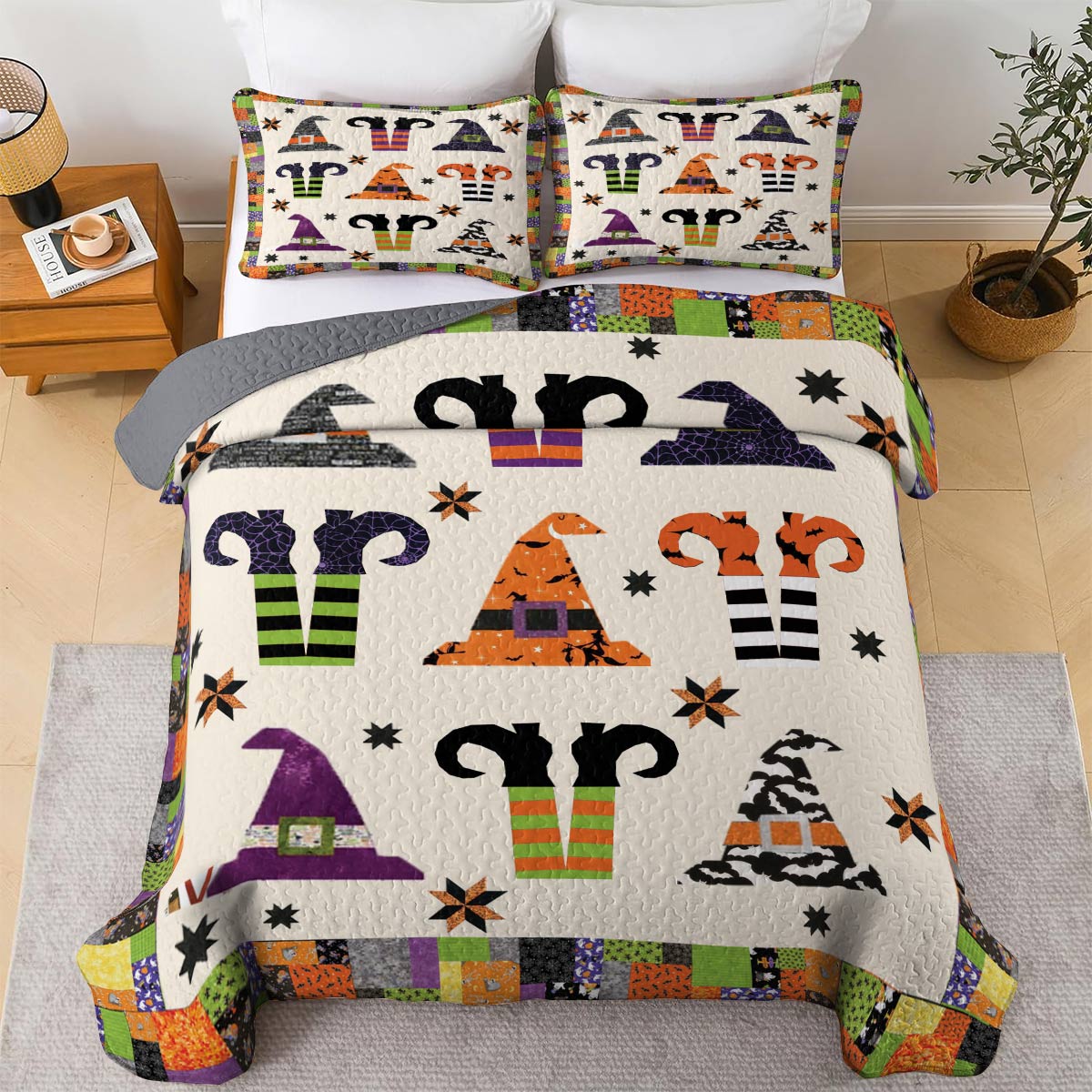 Shineful All Season Quilt 3-Piece Set Halloween Spooky Chic