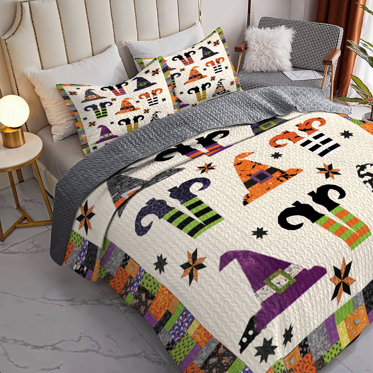 Shineful All Season Quilt 3-Piece Set Halloween Spooky Chic