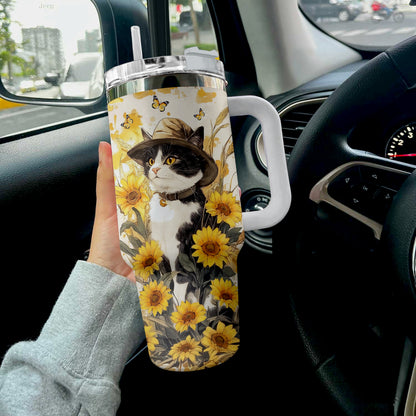 Chat smoking tournesol Shineful Tumbler avec chapeau