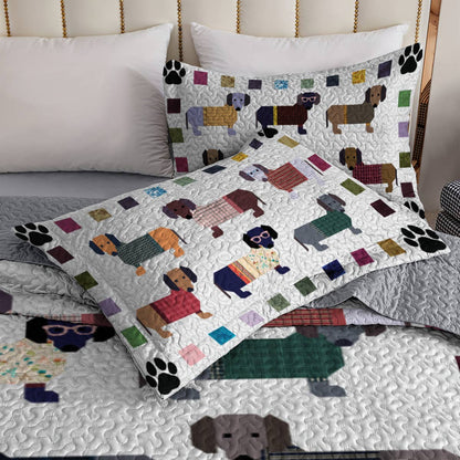 Dackel Shineful All Season Quilt 3-teiliges Set Pfoten und Flicken 