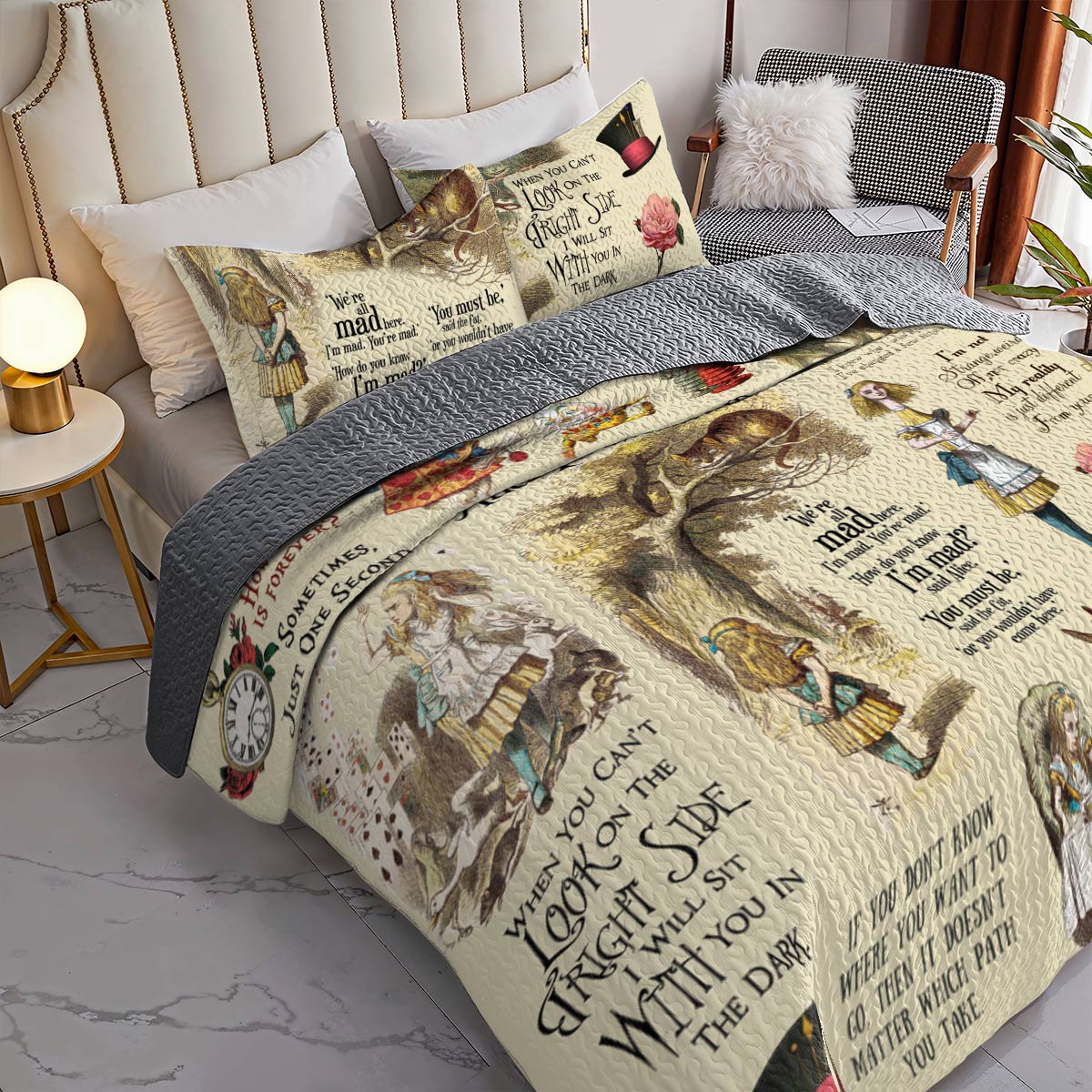 Alice In Wonderland Shineful All Season Quilt 3-Piece Set Wonderland Whispers