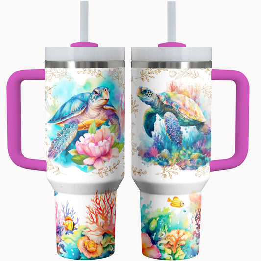 Sea Turtle Shineful Tumbler Turtle Reef Blossom