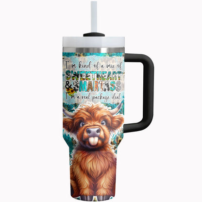 Highland Cow Shineful Tumbler 40/30oz A Mix Of Sweetheart & Smartass