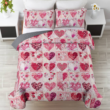 Shineful All Season Quilt 3-Piece Set Sweet Flowers Heart