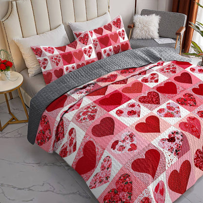 Shineful All Season Quilt 3-Piece Set Gorgeous Heart