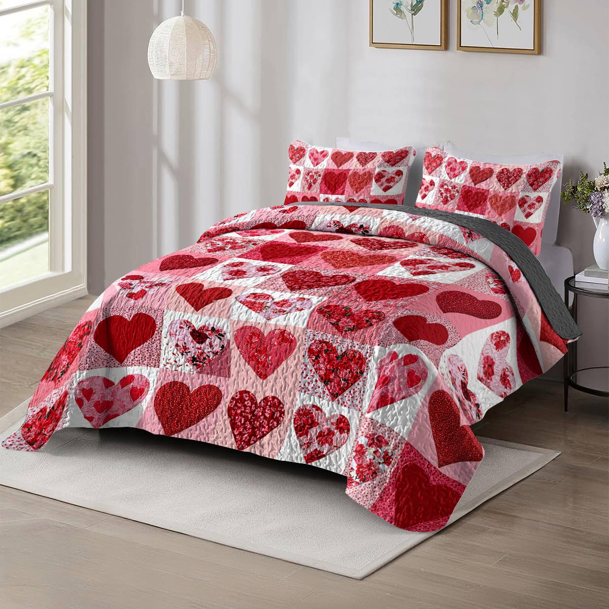 Shineful All Season Quilt 3-Piece Set Gorgeous Heart