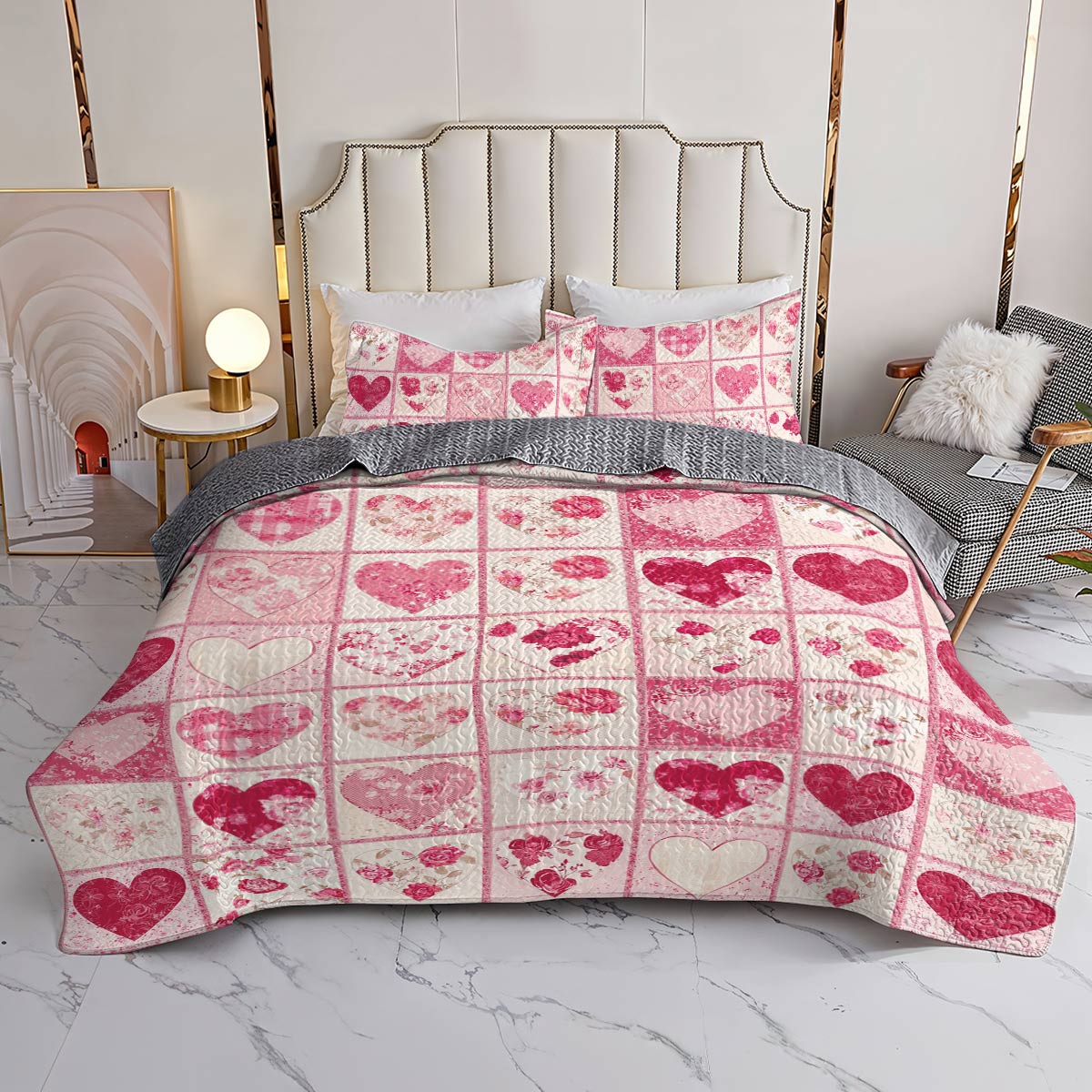 Shineful All Season Quilt 3-Piece Set Sweet Love Flowers