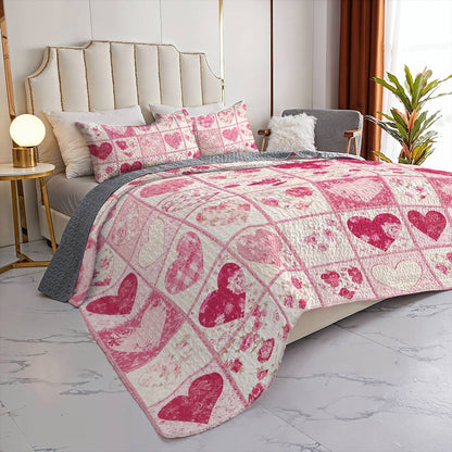 Shineful All Season Quilt 3-Piece Set Sweet Love Flowers