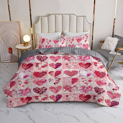 Shineful All Season Quilt 3-Piece Set Sweet Flowers Heart