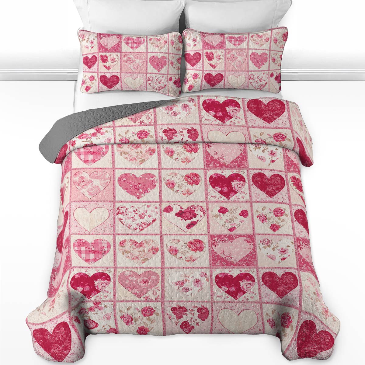 Shineful All Season Quilt 3-Piece Set Sweet Love Flowers