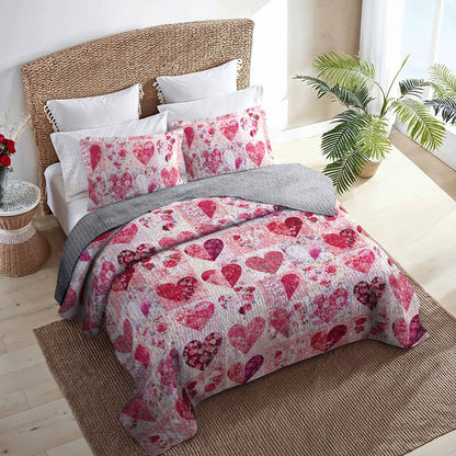 Shineful All Season Quilt 3-Piece Set Sweet Flowers Heart