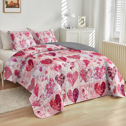 Shineful All Season Quilt 3-Piece Set Sweet Flowers Heart