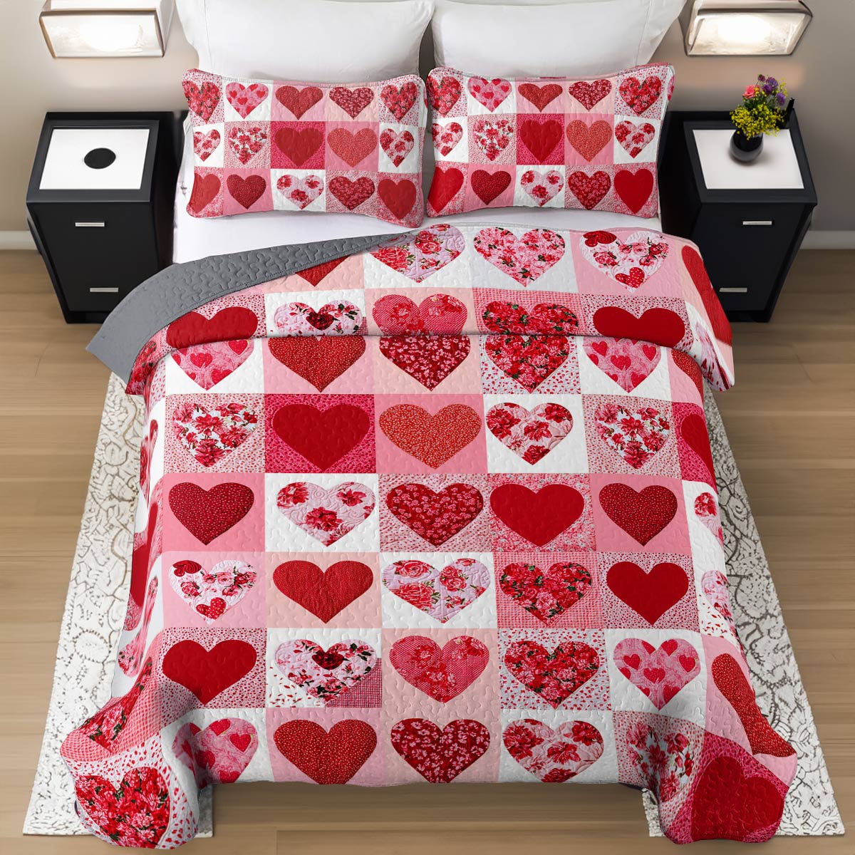 Shineful All Season Quilt 3-Piece Set Gorgeous Heart