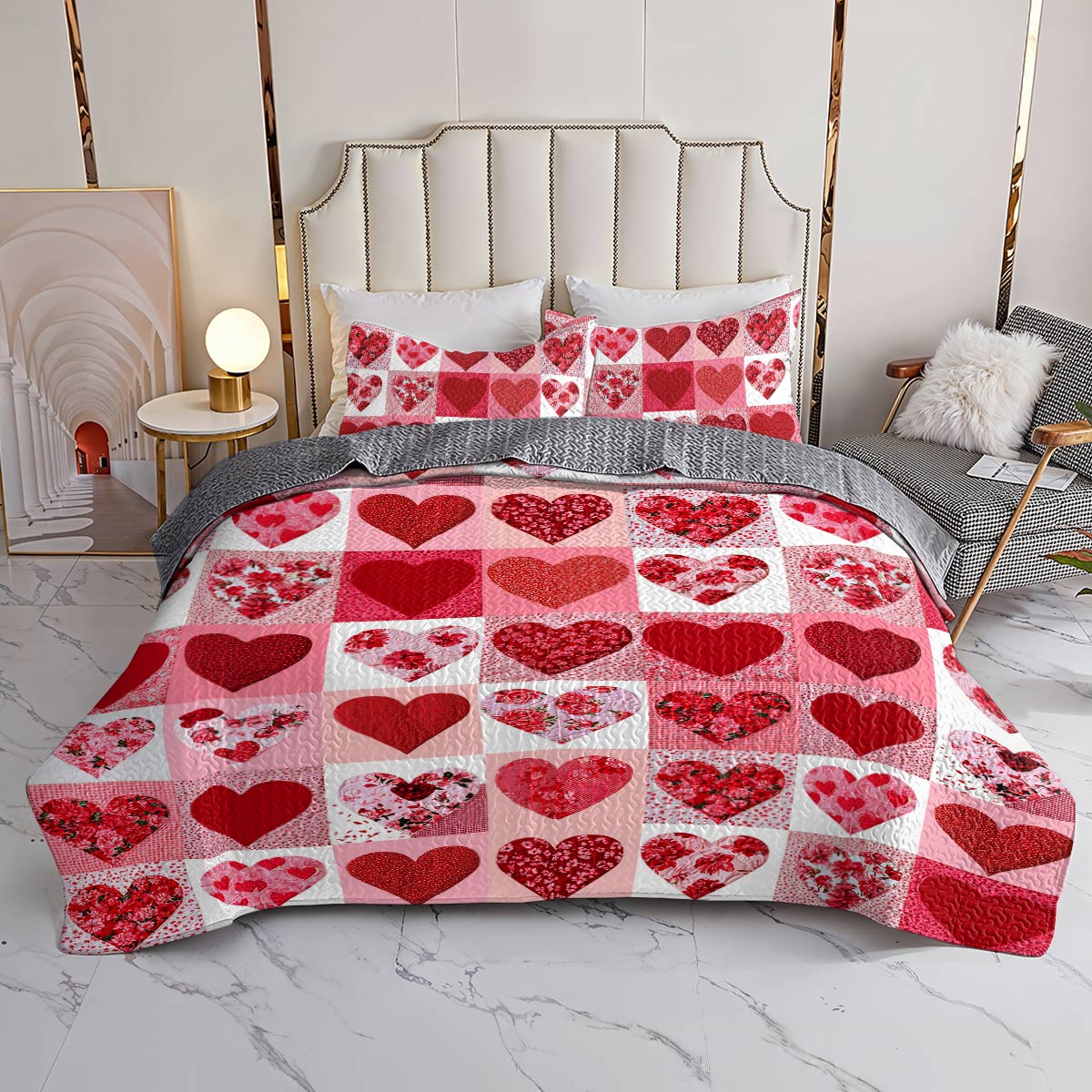 Shineful All Season Quilt 3-Piece Set Gorgeous Heart