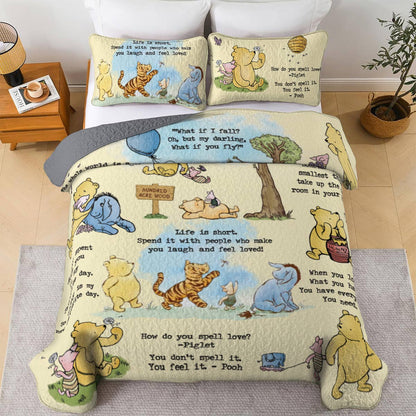 Shineful All Season Quilt 3-Piece Set Classic Honey Bear Wisdom