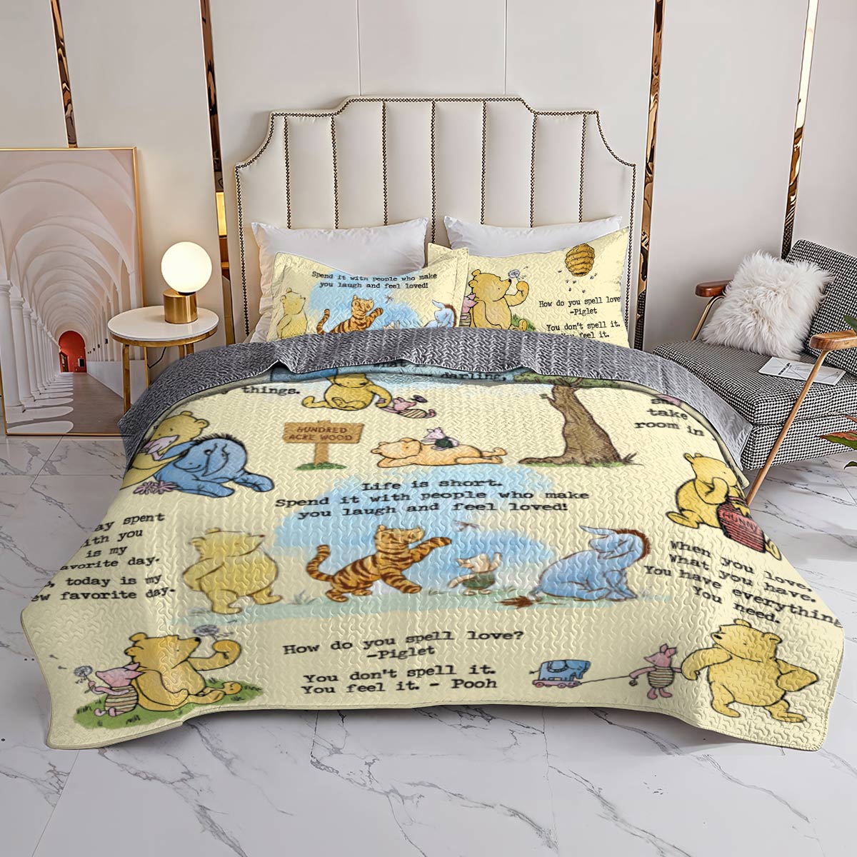 Shineful All Season Quilt 3-Piece Set Classic Honey Bear Wisdom