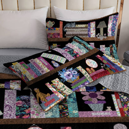 Book Lover Shineful All Season Quilt 3-Piece Set Vintage Bookshelf