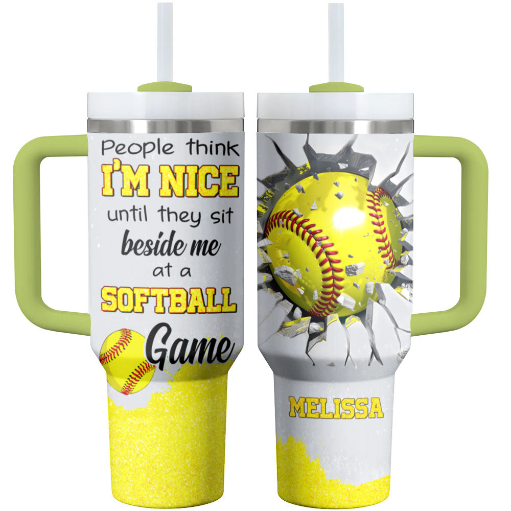 Softball Shiny Glossy Tumbler Ich bei einem Softball-Spiel