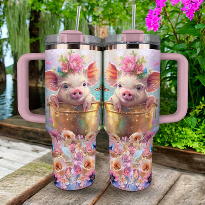 Shineful Tumbler Enchanted Floral Piglet