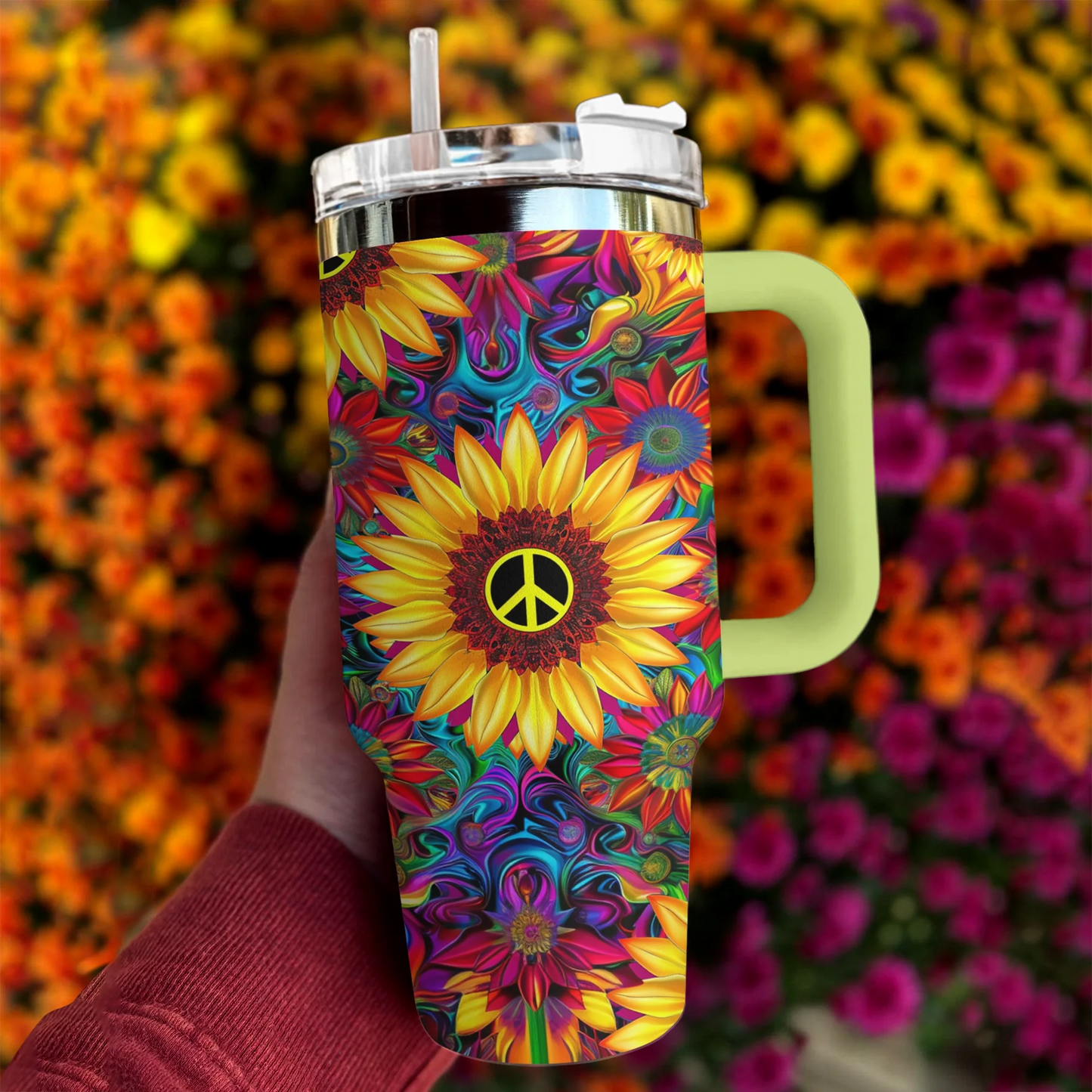 Hippie 40 Oz Shineful™ Tumbler Colorful Flower Mn8 40Oz