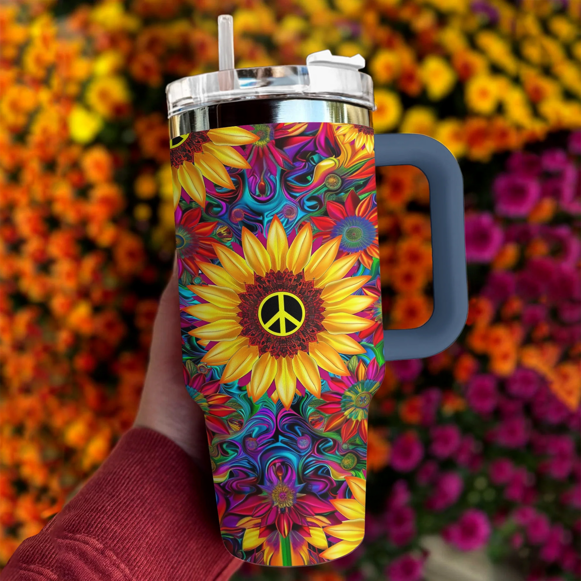 Hippie 40 Oz Shineful™ Tumbler Colorful Flower Mn8 40Oz