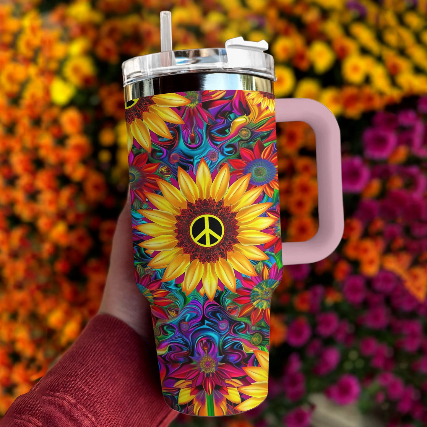 Hippie 40 Oz Shineful™ Tumbler Colorful Flower Mn8 40Oz