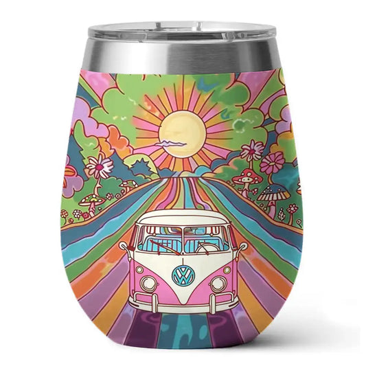 Glänzender Weinbecher Hippie Vibe