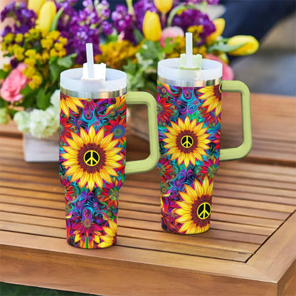 Hippie 40 Oz Shineful™ Tumbler Colorful Flower Mn8 Green 40Oz